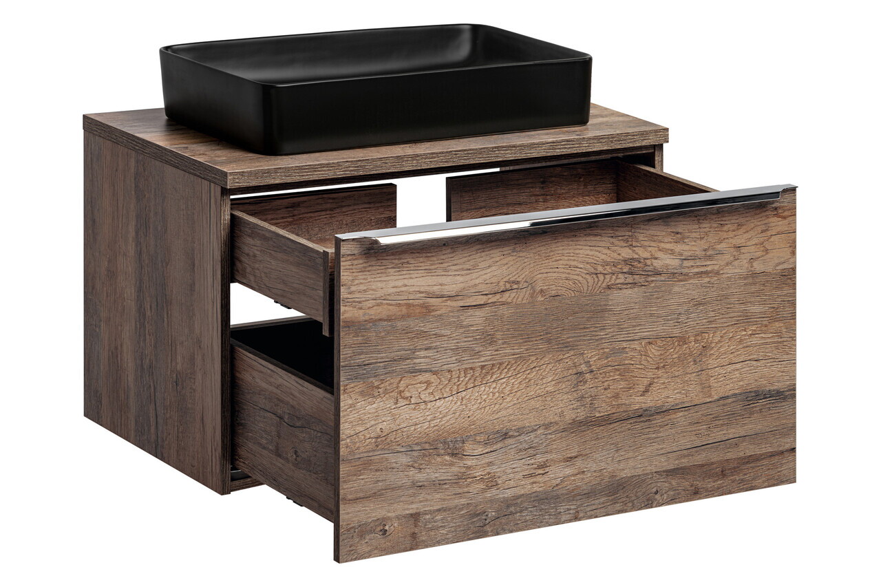 Set mobiler baie, dulap cu lavoar, 80 cm, Santa Fe Oak Black, Comad, PAL laminat, stejar santa fe vintage — imaginea 3