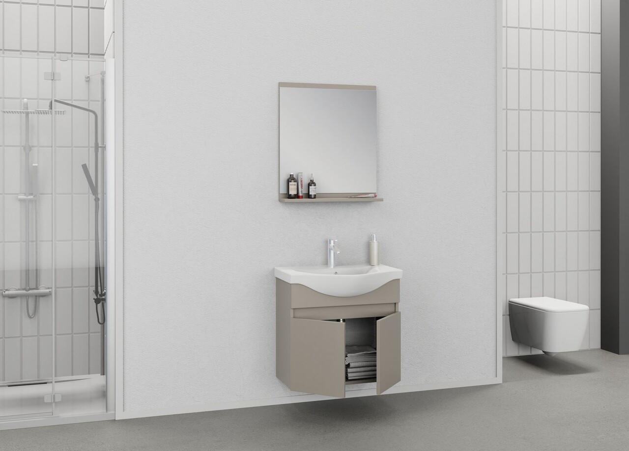 Set mobilier de baie (2 piese), Hanah Home, Mare 65, Latte - view 3