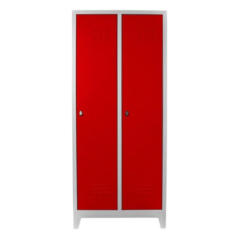 Dulap de depozitare cu incuietoare, Shelvoria, Js1011Kı, 79x185x40 cm, Otel, Gri/Roșu