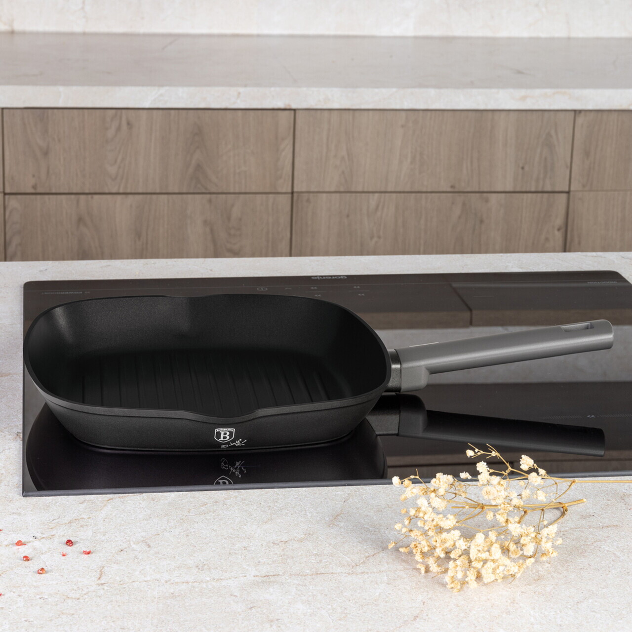 Tigaie grill Berlinger Haus, Anthracite, 28 cm, 2.1 L, aluminiu forjat, antracit mat - imagine 2