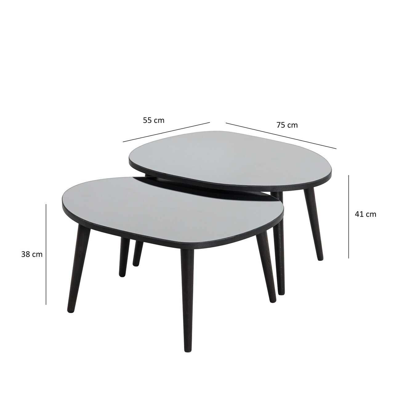 Masute, Neostill, Gusto Set- Black, Fumuriu, Sticla temperata , Negru / Fume