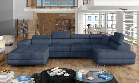 Coltar extensibil dreapta 6 locuri ELTAP, Rod-31, Rodrigo, 345x202x90 cm, lemn/poliester, albastru
