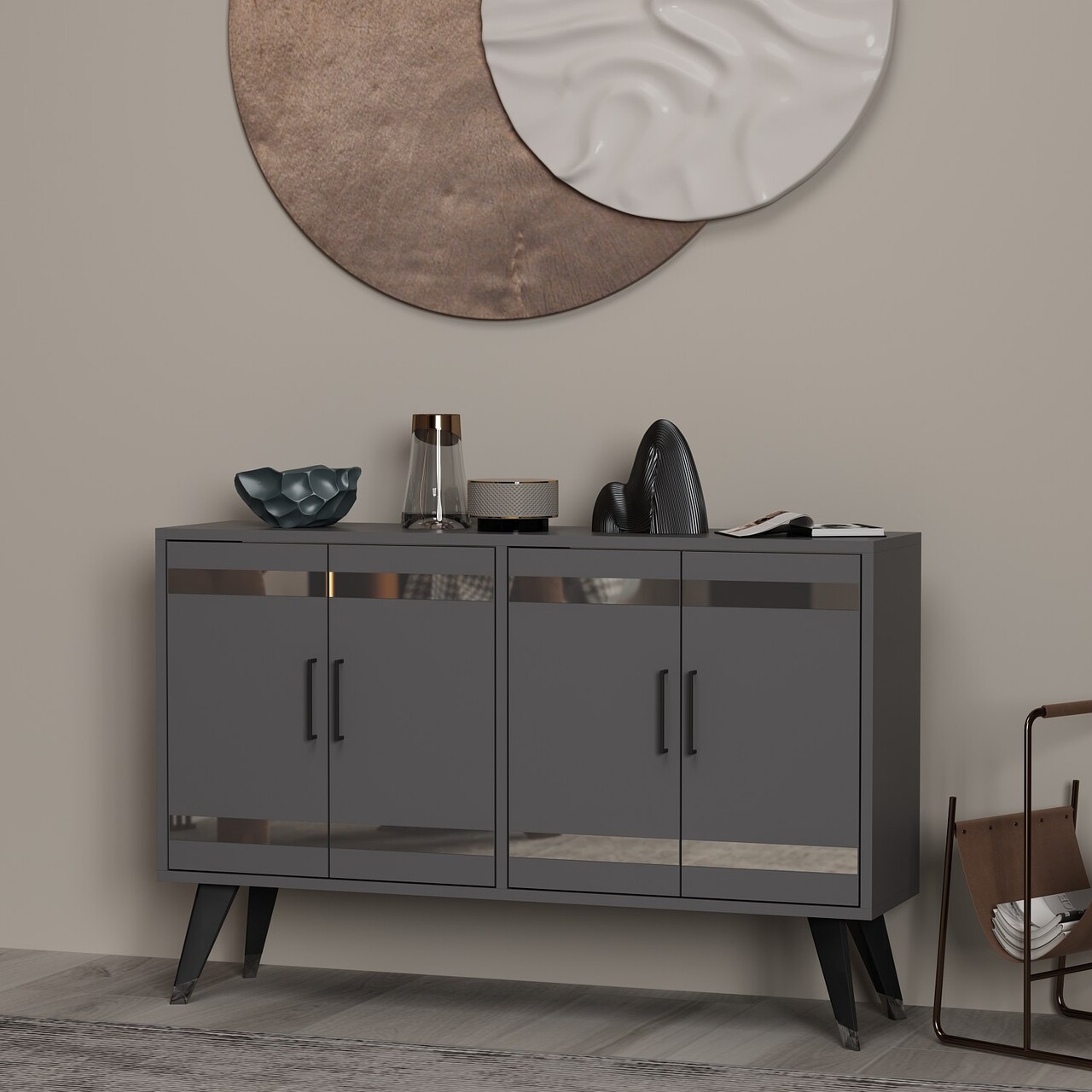 Comoda TV, Odessa, İlda, 120x30x80 cm, PAL, Antracit - 2 | YEO