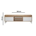 Comoda TV, Tuvalle, Tuval 045, 160x47x34 cm, Stejar / Alb