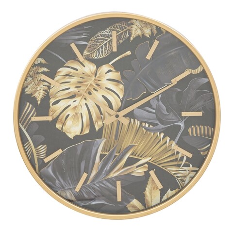 Ceas de perete Palm, Mauro Ferretti, 40 cm, fier, negru/auriu