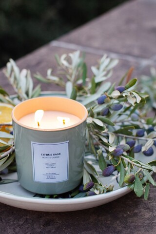 Set de lumanari, Le Jardin Citrus Sage, Sticla, Verde