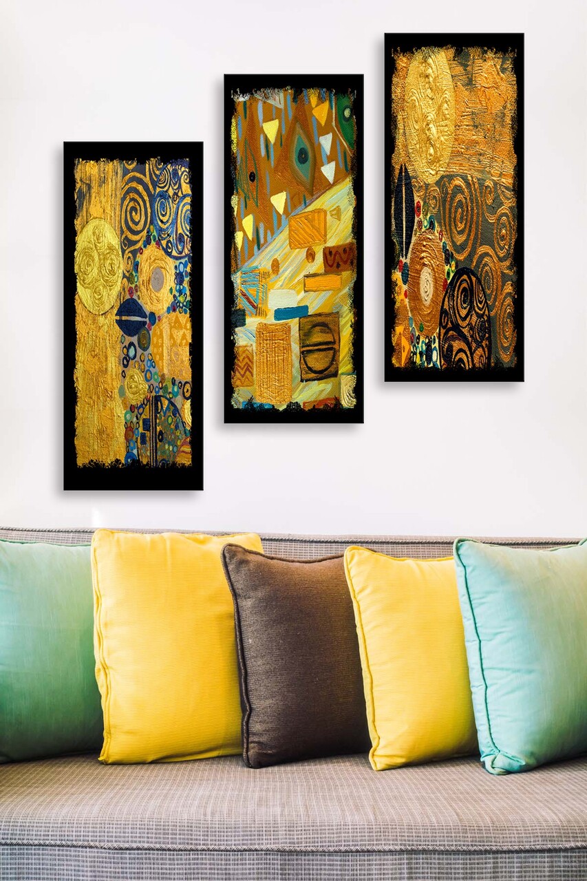 Set 3 tablouri decorative MDF0016 20 x 50 cm 3 piese Multicolor