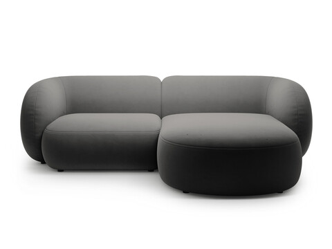 Coltar dreapta 2 locuri, Kate, Micadoni, 255x176x76 cm, catifea, gri inchis