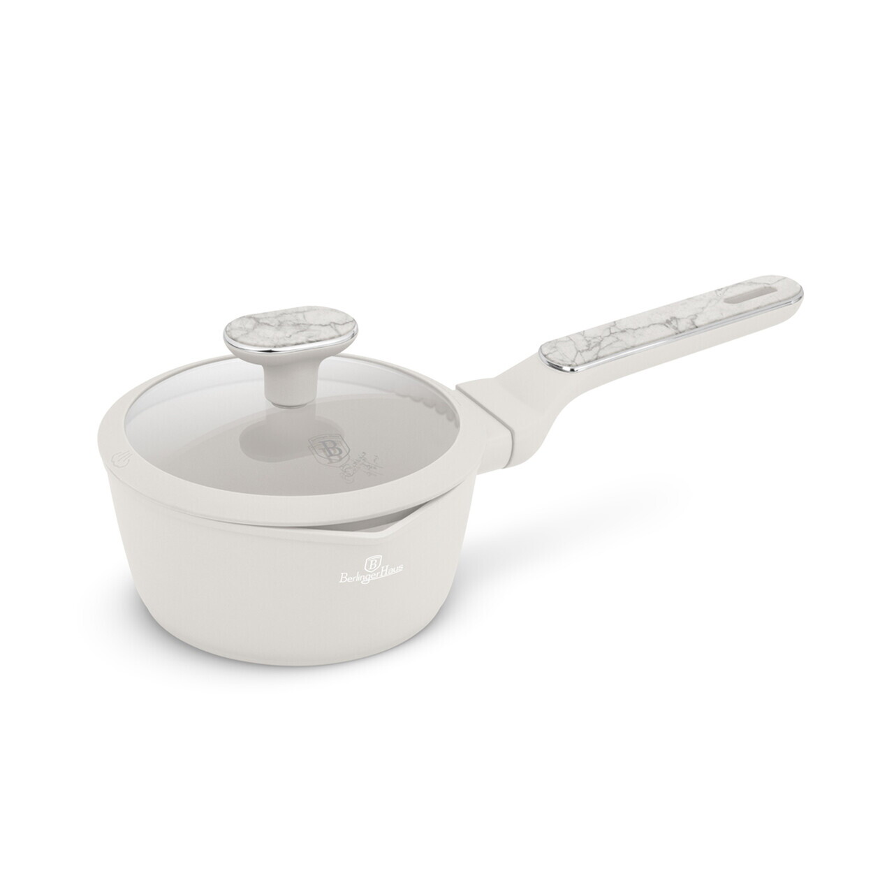 Cratita cu capac Berlinger Haus, Sahara Marble, 16 cm, 1.2 L, aluminiu forjat, crem mat/marmura - imagine 3