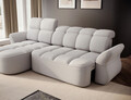 Coltar extensibil stanga 3 locuri ELTAP, Beneth, 301x185x115 cm, lemn/poliester, gri deschis