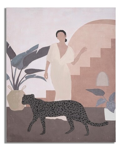 Tablou decorativ lady -c, mauro ferretti, 80x100 cm, lemn pin/canvas pictat manual