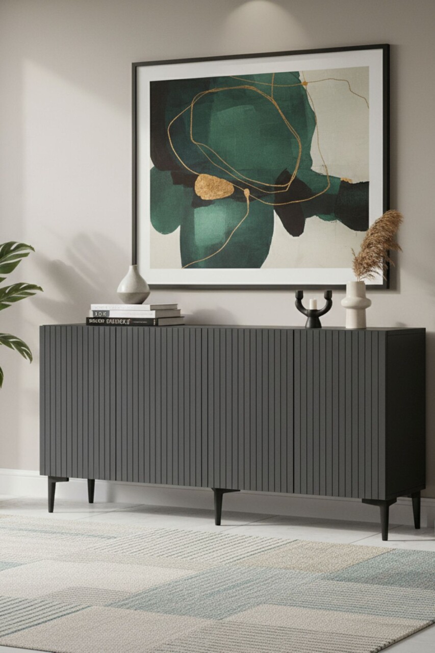 Consola, Hanah Home, Zeynep 150, 150x75x32 cm, PAL , Antracit - view 2