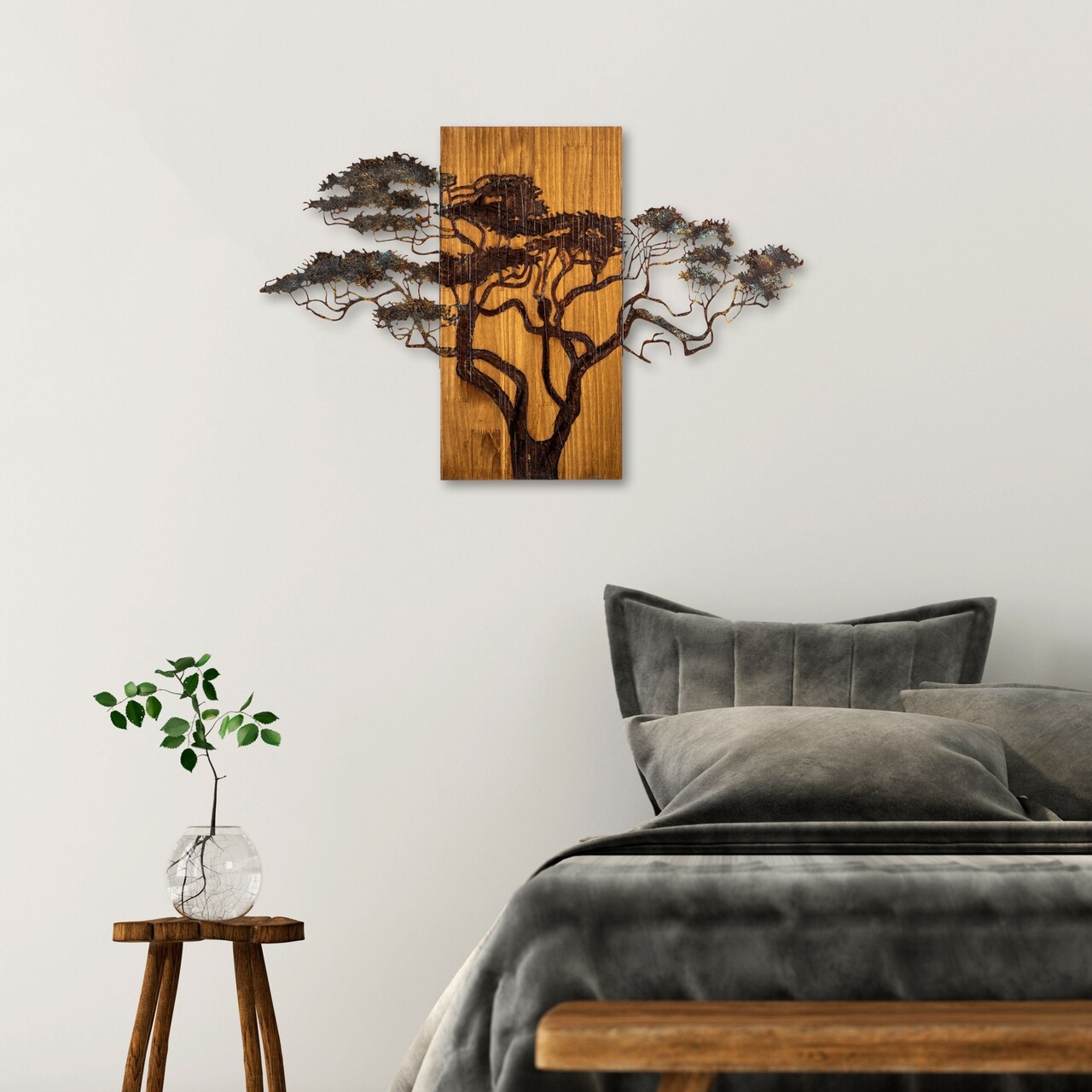 Decoratiune de perete, Acacia Tree, Lățime: 90 cm Înălțime: 58 cm Adâncime: 3 cm, Multicolor - view 4