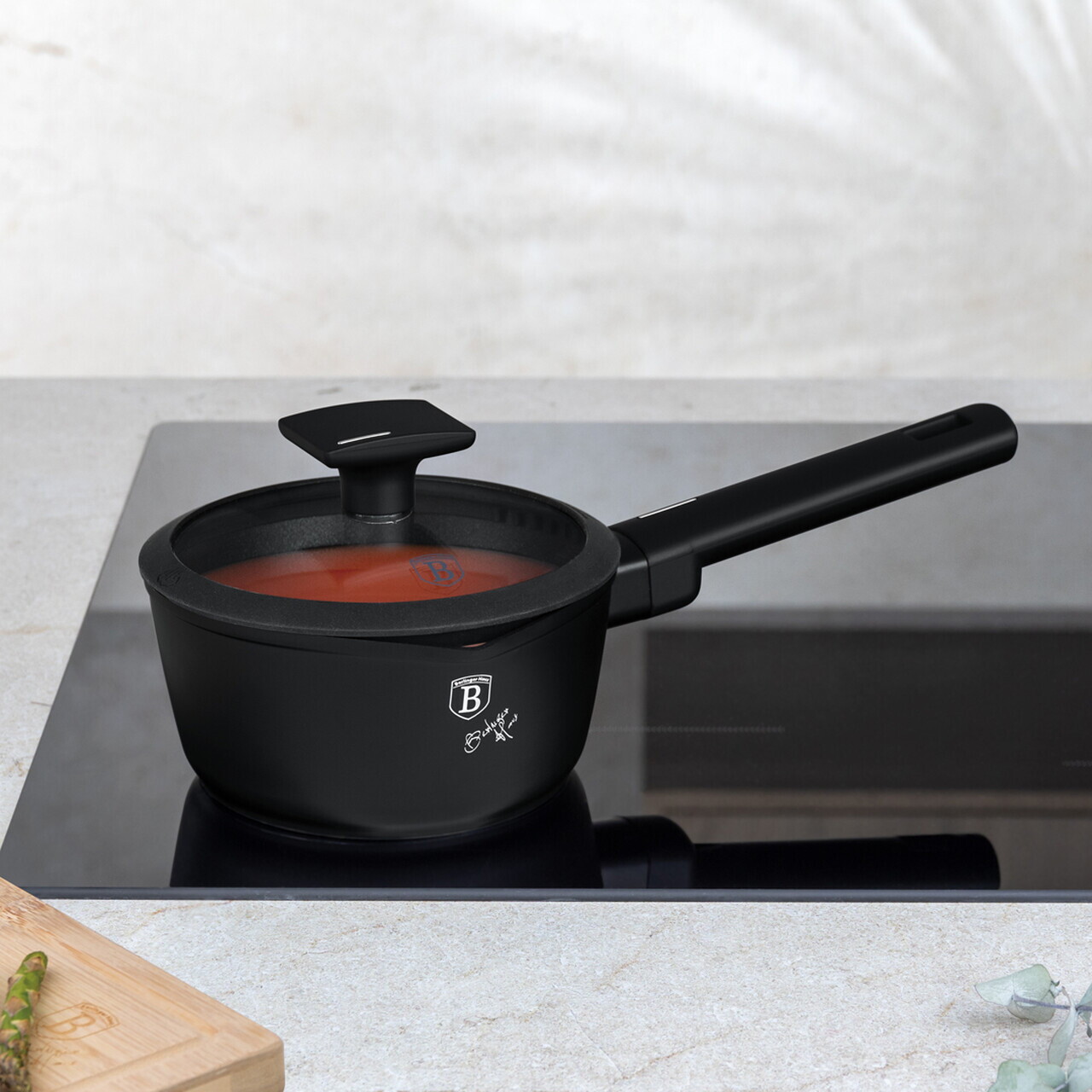 Cratita cu capac Berlinger Haus, Matte Black, 16 cm, 1.2 L, aluminiu forjat, negru - imagine 2