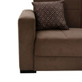 Canapea extensibila 3 locuri Vox, Pakoworld, 212x77x80 cm, catifea/lemn de plop, maro