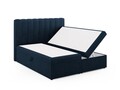 Pat continental cu saltea, topper si lada depozitare, 180x200 cm, Micadoni Home, Kelp-138, tesatura structurata chenille, albastru regal