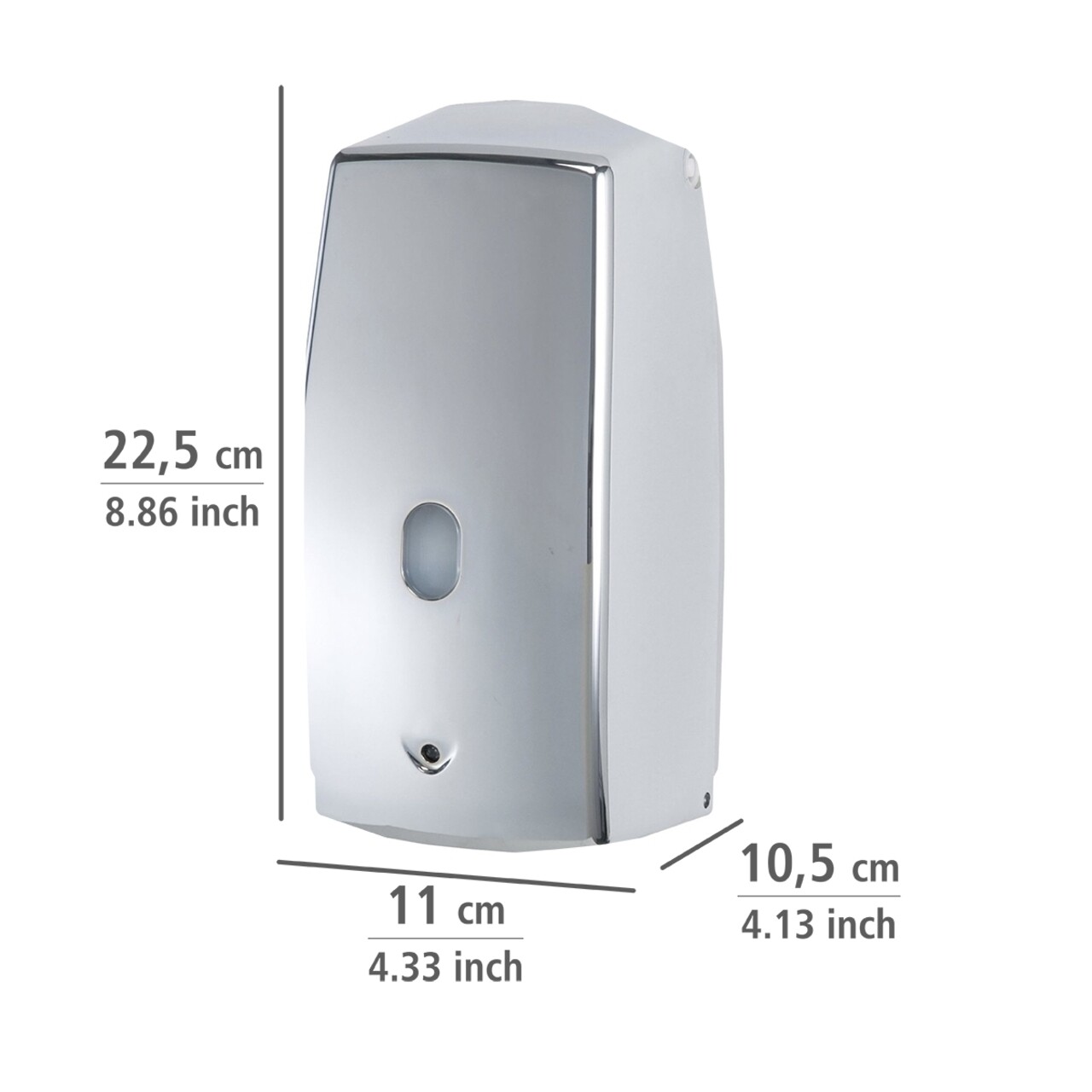 Dozator sapun lichid, Wenko, Treviso Chrome, cu senzor, 650 ml, 11 x 22.5 x 10.5 cm, plastic, gri - 1 | YEO