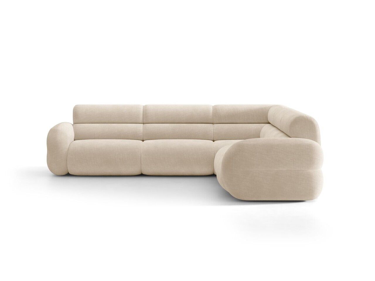 Coltar simetric 7 locuri, Neo, Micadoni Home, 295x295x83 cm, tesatura Chenille, bej deschis