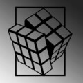 Decoratiune de perete, Rubik's Cube, Metal, Dimensiune: 64 x 69 cm, Negru