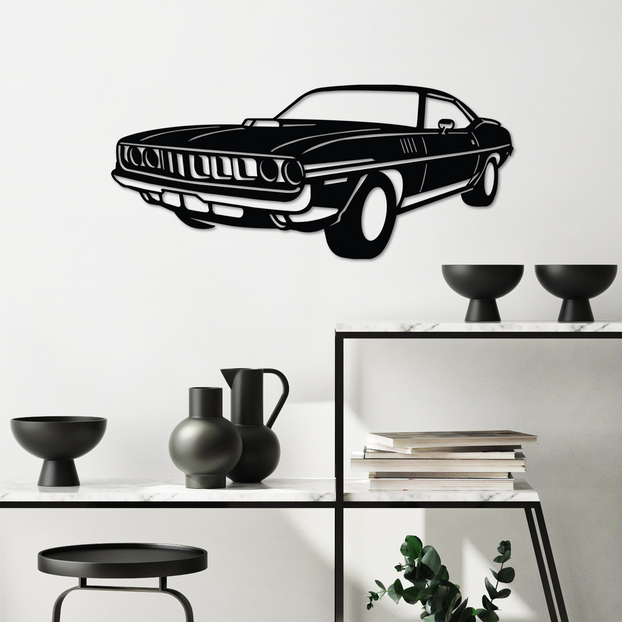 Decoratiune de perete, Plymouth Barracuda 1971, Dimensiune: 60 x 26 cm , Negru