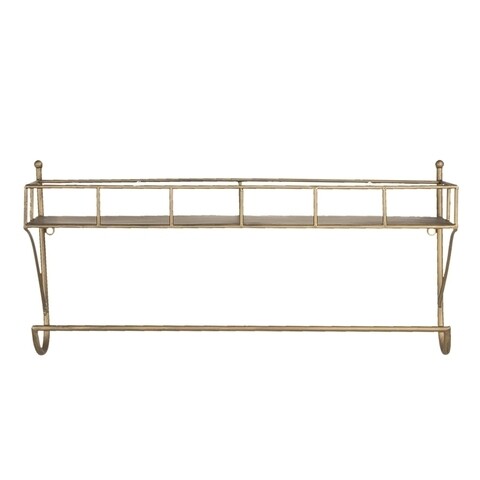 Suport de perete pentru prosoape Clayre & Eef, 65x19x31 cm, metal, auriu