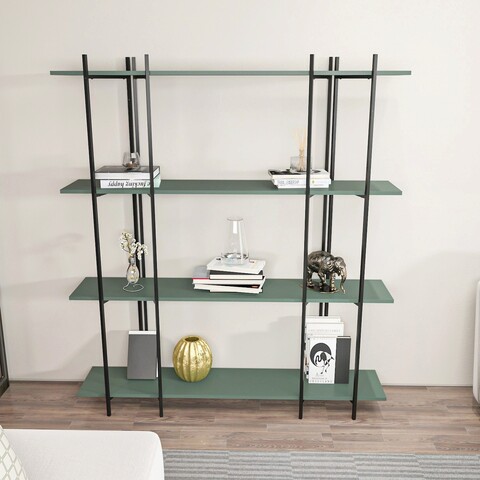 Corp biblioteca, Zena Home, Moss, 160x180x29.6 cm, PAL, Verde/Negru mezoni.ro