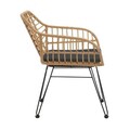 Scaun de gradina Naoki, Pakoworld, 55x58x79 cm, metal/ratan sintetic, negru/natural