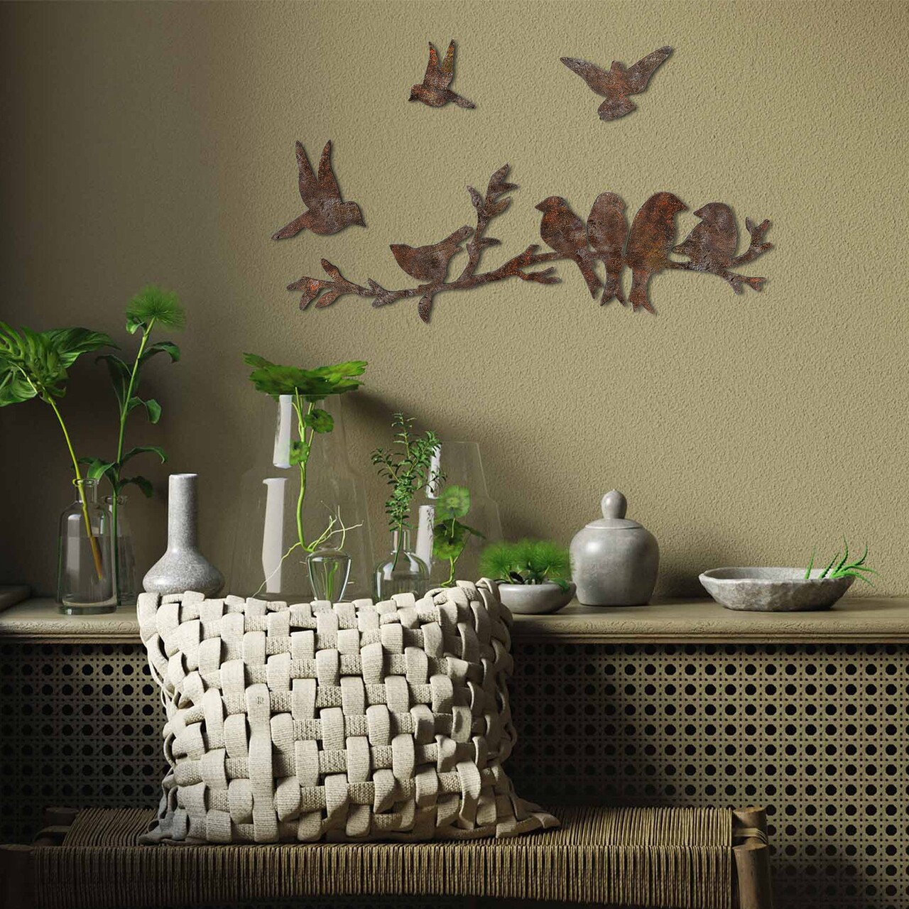 Decoratiune de perete, Rusty Birds 2, 13 x 13 cm, Maro antichizat - view 2