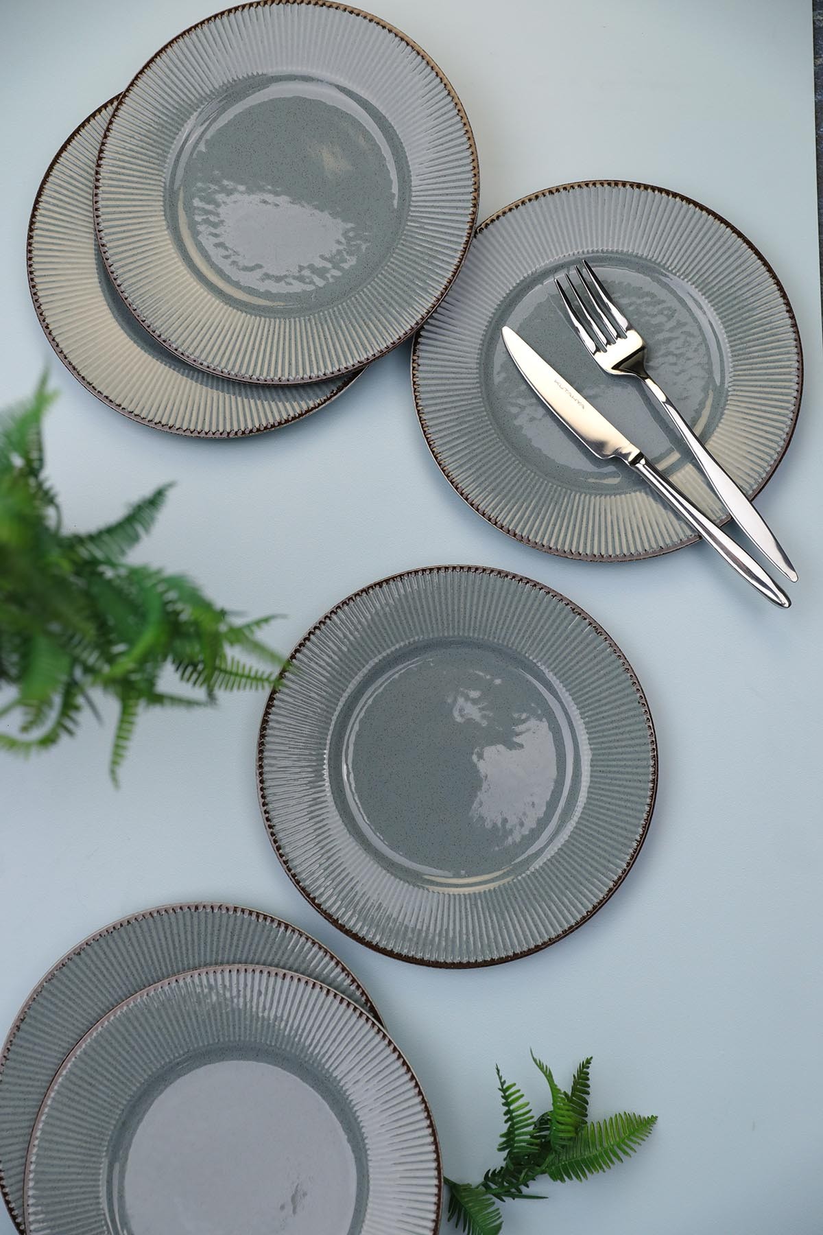 Set platouri servire desert, Hermia, 710KTP9360, Portelan, Albastru