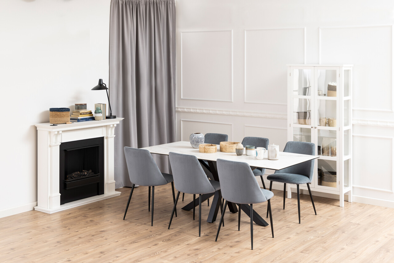 Scaun Ines, Actona, 49.2x57.5x84 cm, tesatura corduroy/otel, gri - view 5