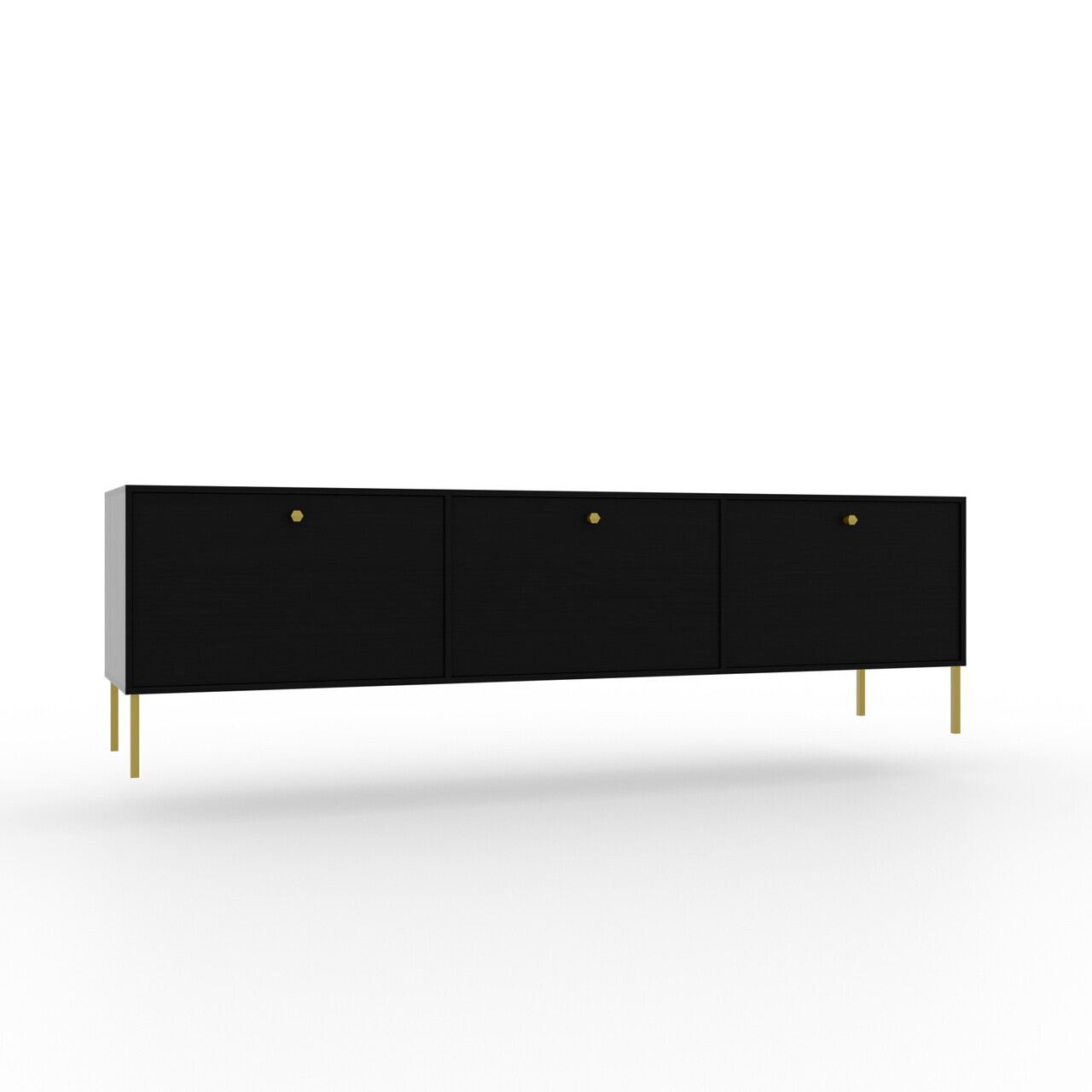 Comoda TV ADRK, Tili 3D, 180x40.8x50 cm, PAL laminat, negru — imaginea 2