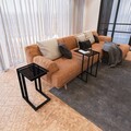 Set masute 3 piese, Caliente, İbiza, Sticla temperata, Negru