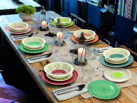Serviciu de masa 18 piese, Louise Daisy, Tognana, ceramica, multicolor