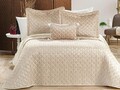 Set cuvertura de pat dubla 3 piese, Brillance - Cappucino, Dowry World, Catifea
