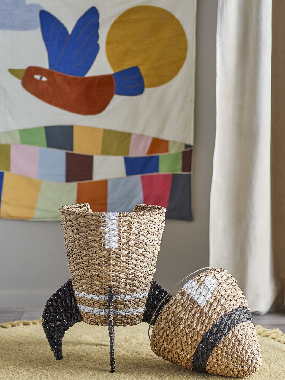 Cos cu capac, Bloomingville, Cosmina, 40x68.5 cm, iarba de mare impletita, natural - imagine 3