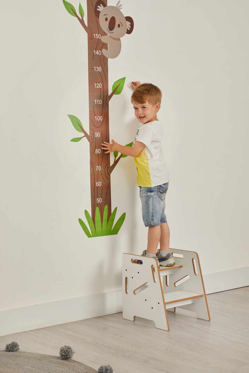 Scaun pentru copii, Hanah Home, Step Stool, 34x39x39 cm, Alb / Natural - view 4