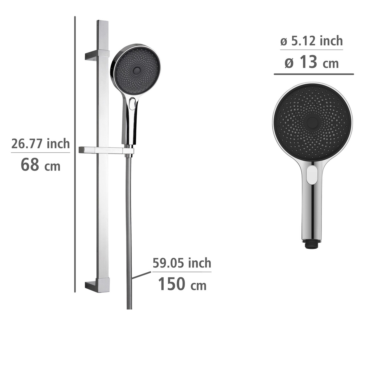 Coloana dus, Wenko, Softwater, Chrome, 68 cm, inox, gri cromat - 1 | YEO