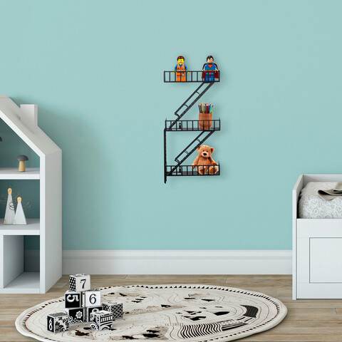 Raft de perete, Cerritos, Fire Ladder 3, 42x85x12 cm, Negru Cerritos