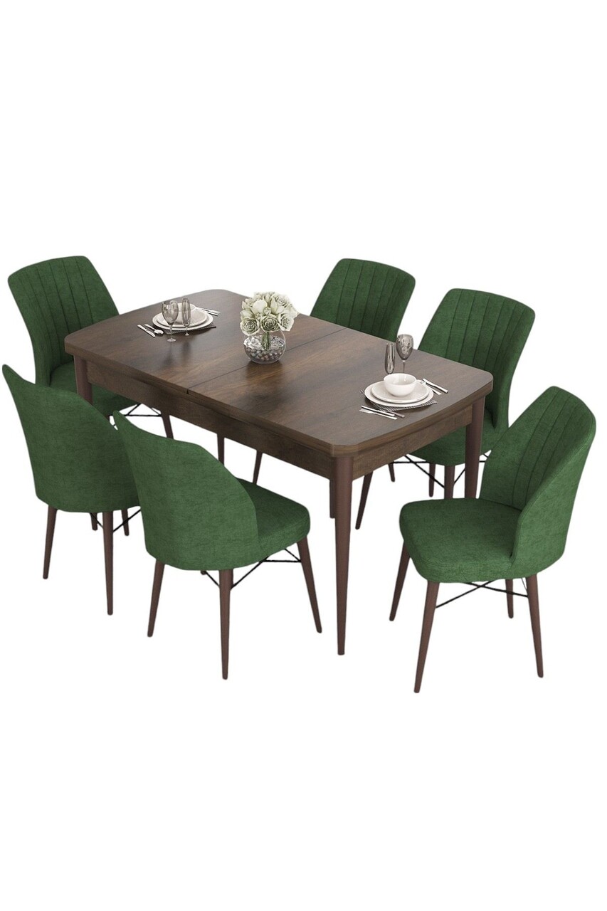 Set masa extensibila si scaune, Hanah Home, Eva, Baroc / Kaki - imagine 2