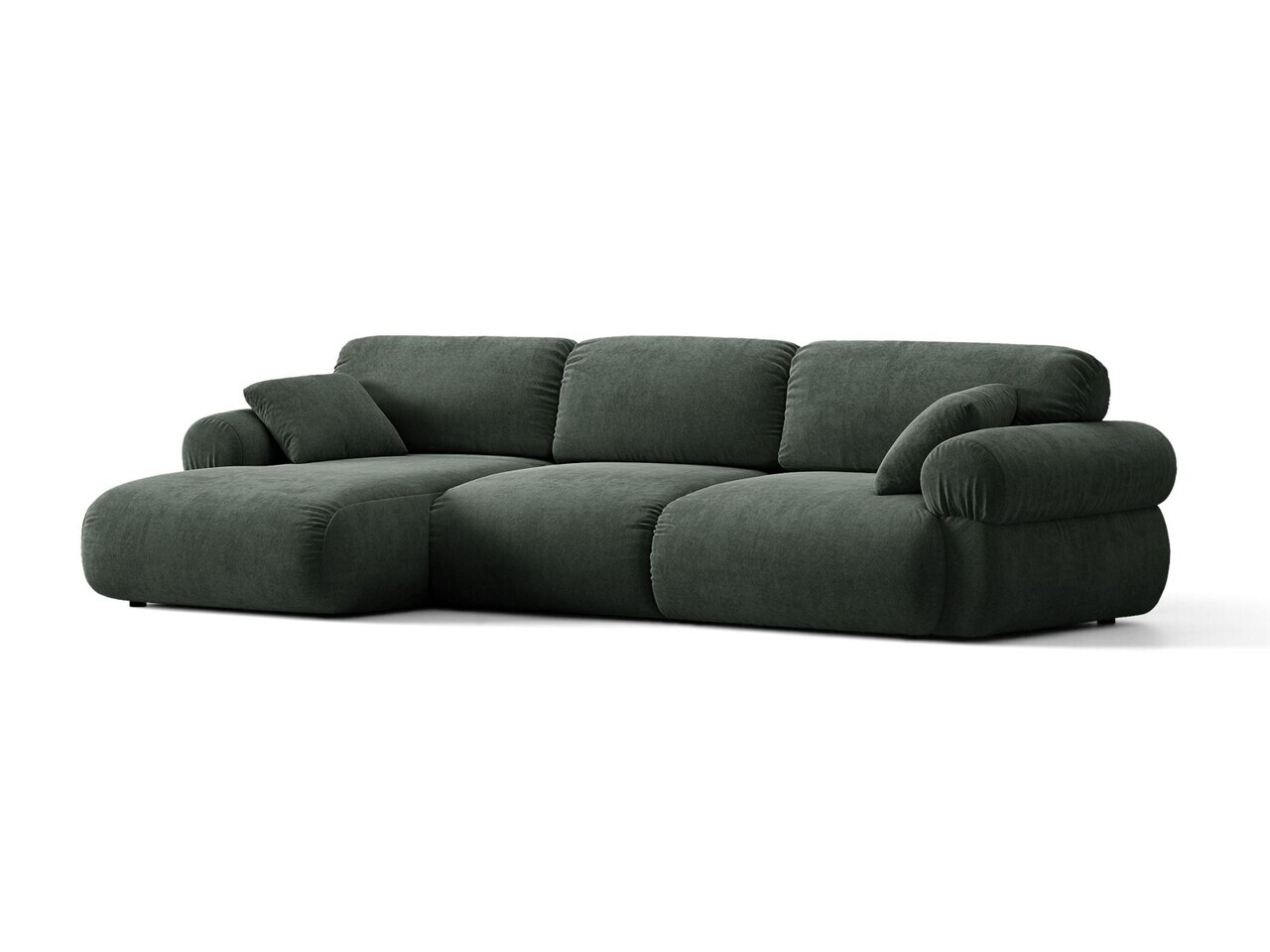 Coltar stanga 6 locuri, Ophelia, Micadoni Home, 297x164x84 cm, tesatura structurata, verde muschi — imaginea 9