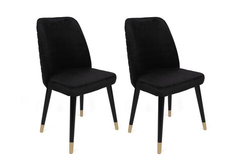 Set scaune 2 piese, Nmobb, Hugo-366 V2, Lemn, Negru