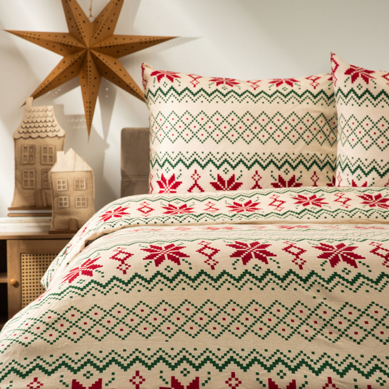 Lenjerie de pat King Size, Wintey, Homla, 3 piese, 200x220 cm, bumbac, multicolor