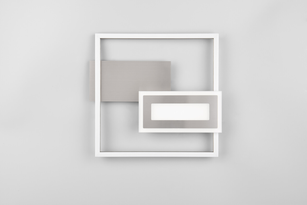 Plafoniera Spiro, RL NOW, 33x30x6.2 cm, 22W, 1x SMD, metal, nichel mat/alb