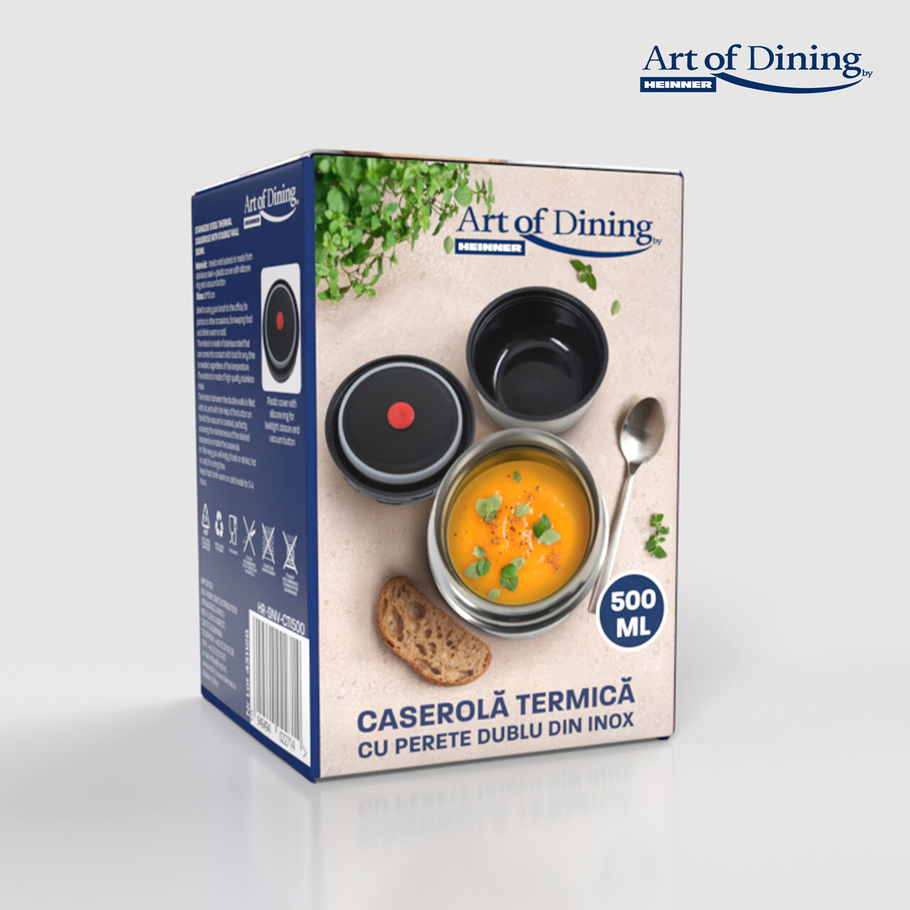 Caserola termica Art of Dining, 500 ml, inox, argintiu