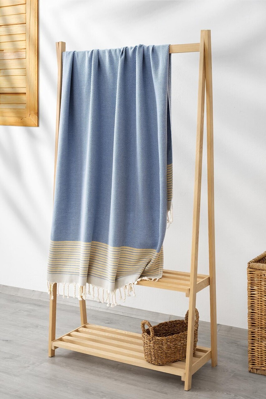 Prosop de plaja L'essentiel Maison Agora 90x180 cm Bumbac Albastru