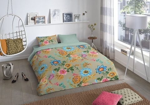 Lenjerie de pat pentru doua persoane, Good Morning, Arianne, 100% bumbac, 3 piese, multicolor