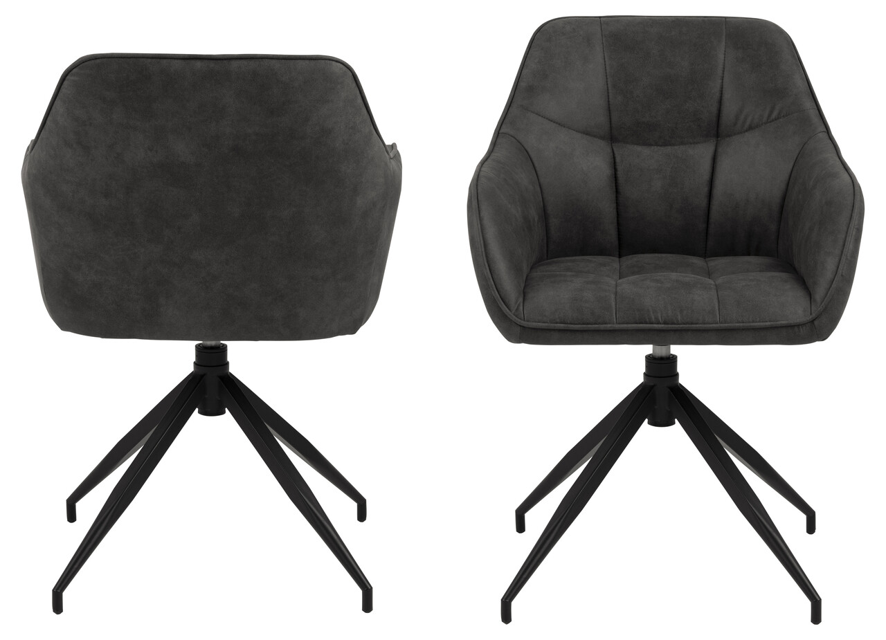 Scaun Brenda, Actona, 58x54.5x84.5 cm, rotativ, poliester/otel, antracit