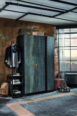 Dulap pentru haine, Çilek, Dark Metal 3 Doors Wardrobe, 132x210x62 cm, Multicolor 132x210x62 imagine 2022