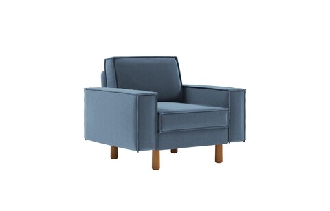 Fotoliu, Atelier del Sofa, 918CMF1190, Cadru: 100% OȚEL, Albastru oceanic / Nuc