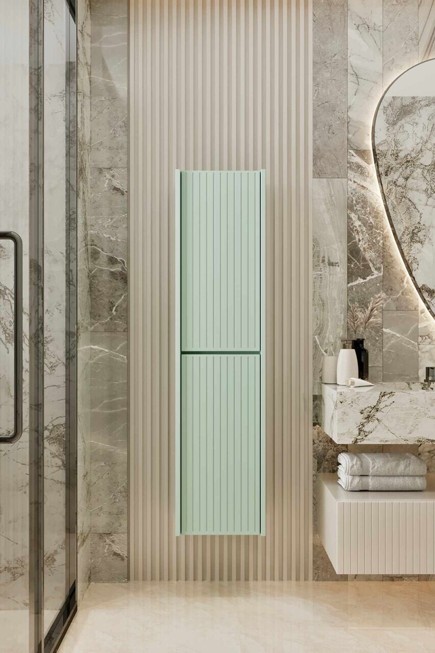 Dulap de baie, Hanah Home, Capella, 34x138x32 cm, MDF, Verde menta - view 2